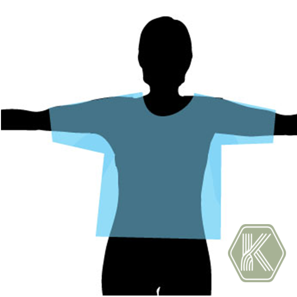 Illustration comparing body size and finished garment size to show ease in a knitted sweater.